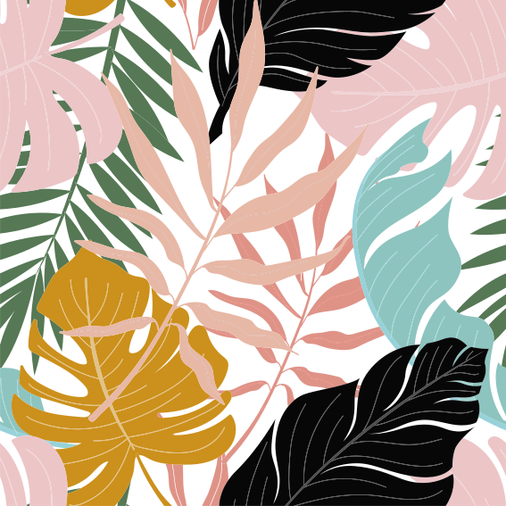 비닐 카펫 꽃과 식물 다채로운 추상 꽃무늬 - TenStickers