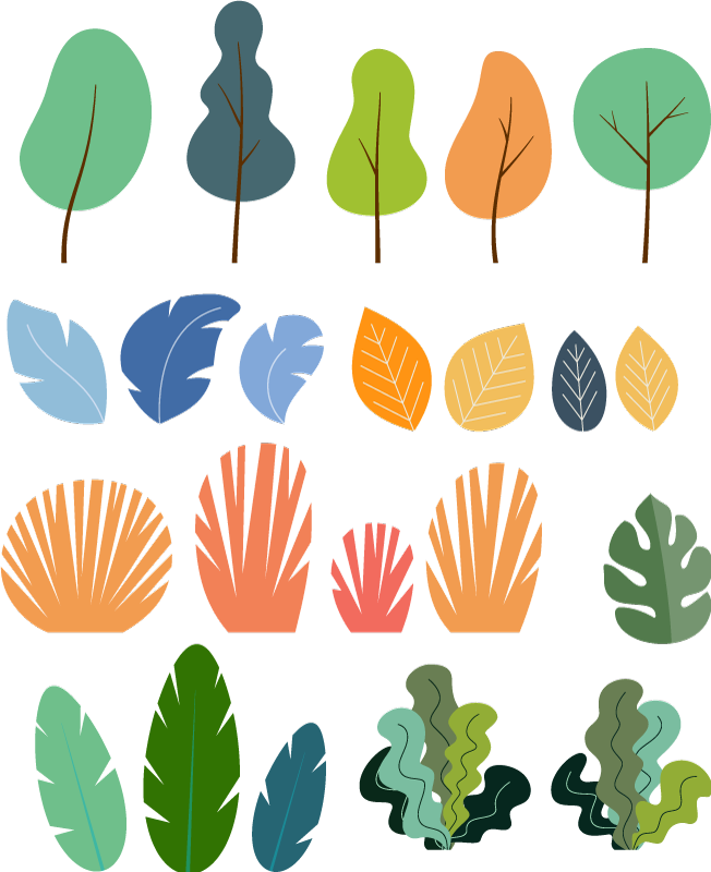 비닐 카펫 꽃과 식물 열대 식물 잎 팩 - TenStickers