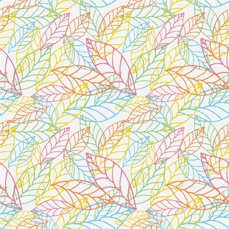 비닐 카펫 꽃과 식물 귀엽고 다채로운 네온 잎 디자인 - TenStickers