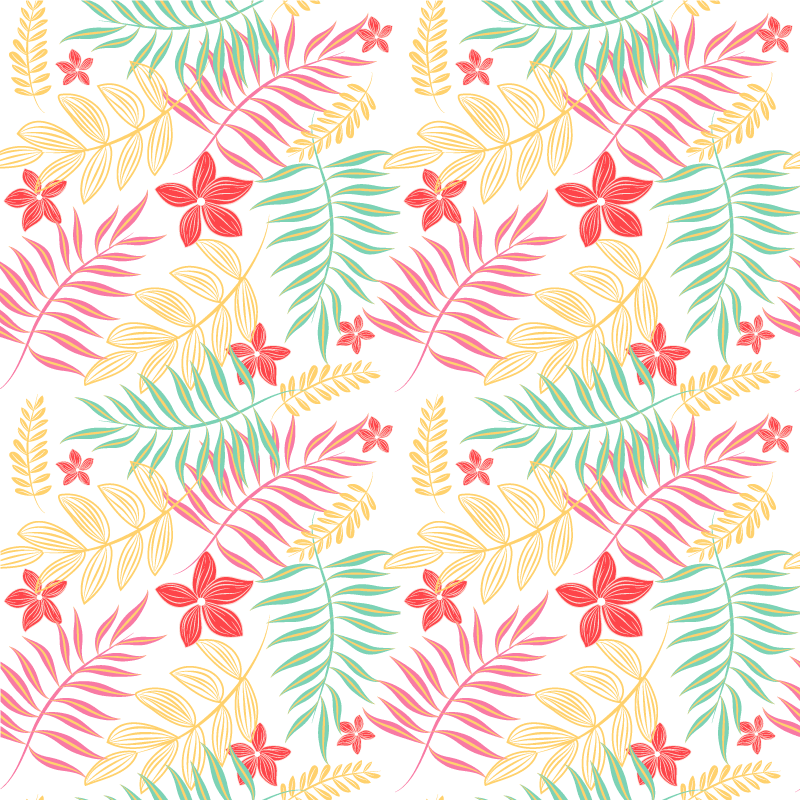 비닐 카펫 꽃과 식물 네온 잎 디자인 - TenStickers