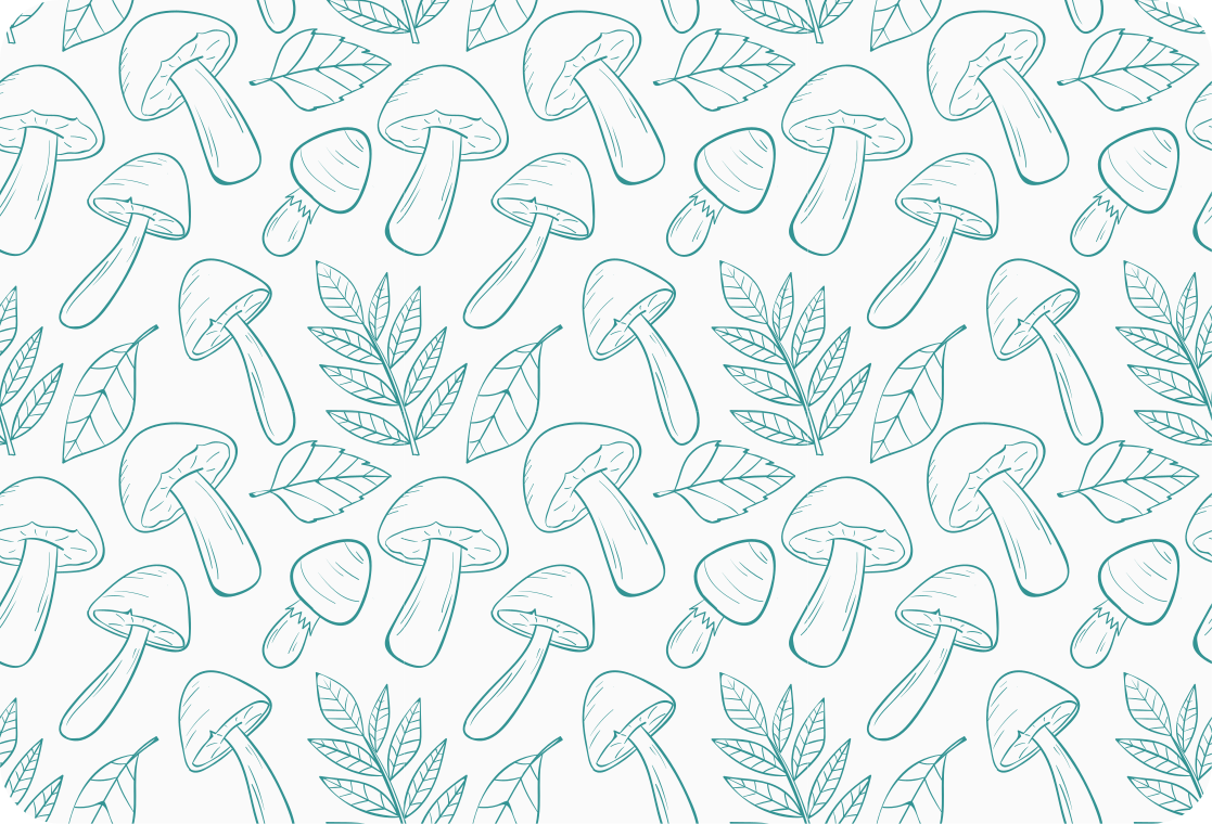 비닐 카펫 꽃과 식물 흰색과 연한 파란색 버섯 패턴 - TenStickers