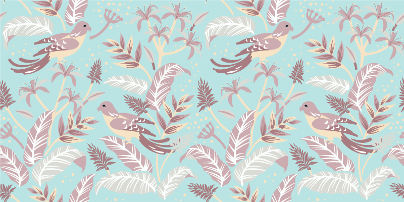 비닐 카펫 꽃과 식물 파란색과 분홍색 꽃무늬 - TenStickers