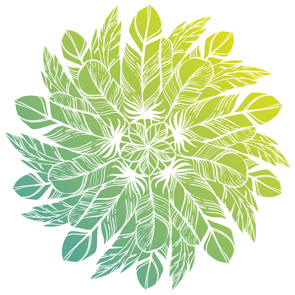 비닐 카펫 꽃과 식물 잎이 둥글게 배열된 패턴 - TenStickers