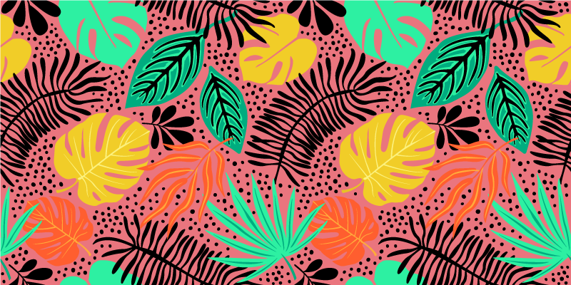 비닐 카펫 꽃과 식물 생동감 있는 잎사귀 구성 - TenStickers