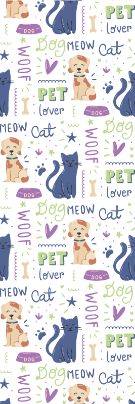 침실용 비닐 카펫 강아지와 함께하는 환상적인 컬러풀 낙서 - TenStickers