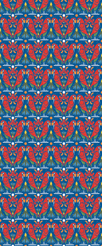 침실용 비닐 카펫 파란 배경의 꽃무늬 디자인 - TenStickers