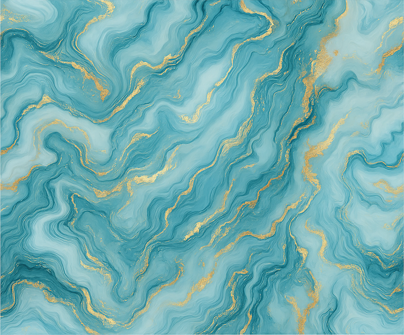 침실용 비닐 카펫 연한 파란색과 금색 대리석 스타일 - TenStickers