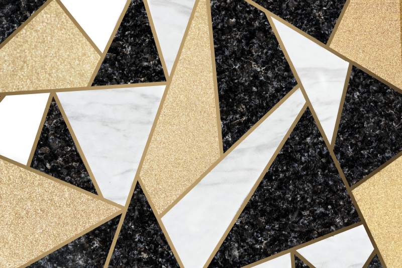 기하학적 효과 비닐 카펫 대리석 흑백 타일 - TenStickers