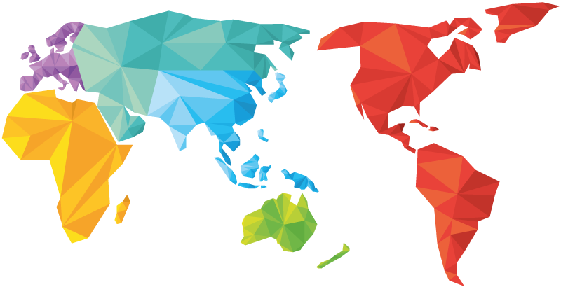 기하학적 효과 비닐 카펫 세계지도 기하학적 색상 - TenStickers