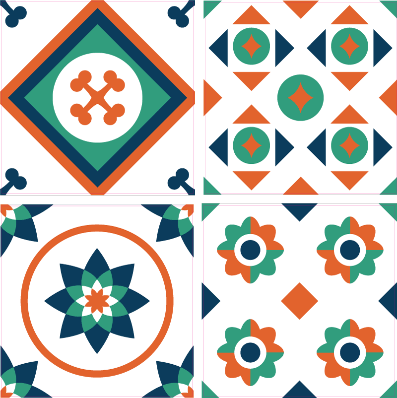 기하학적 효과 비닐 카펫 기하학 타일 - TenStickers