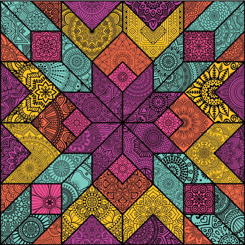 기하학적 효과 비닐 카펫 다채로운 기하학적 요소 - TenStickers