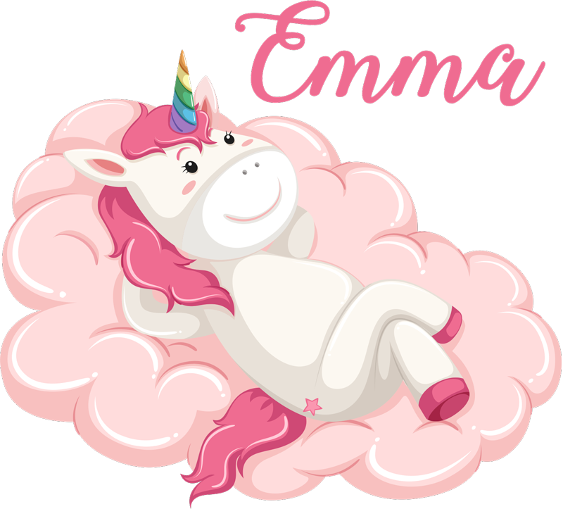 어린 이용 비닐 카펫 이름이 있는 구름의 유니콘 - TenStickers