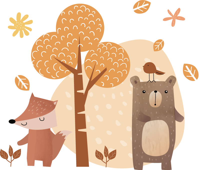 어린 이용 비닐 카펫 동물과 나무 - TenStickers