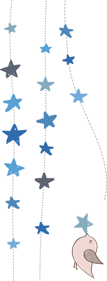 어린 이용 비닐 카펫 파란 별과 새 - TenStickers