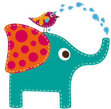 어린 이용 비닐 카펫 아기 코끼리와 새 목욕하는 스티커 - TenStickers