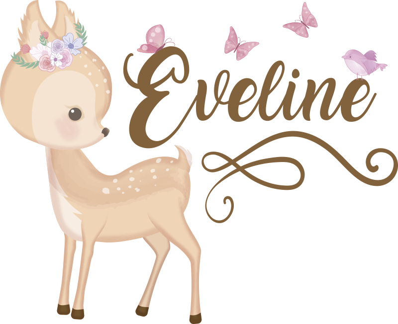 어린 이용 비닐 카펫 개인화된 사슴 스티커 - TenStickers