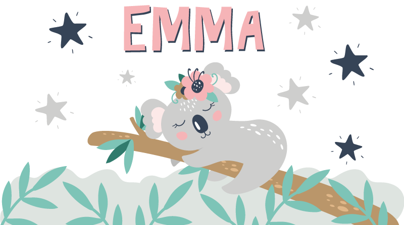 어린 이용 비닐 카펫 이름이 있는 귀여운 코알라 - TenStickers