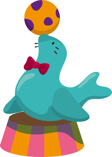 어린 이용 비닐 카펫 서커스 공을 가진 바다코끼리 - TenStickers