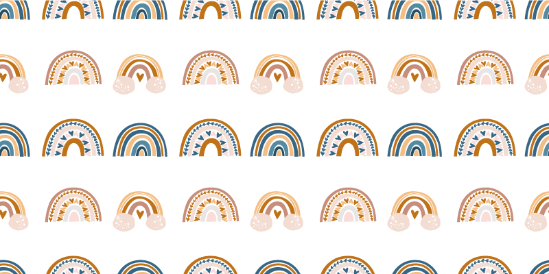 어린 이용 비닐 카펫 손으로 그린 가을 무지개 패턴 - TenStickers