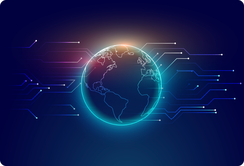 세계 지도 비닐 카펫 기하학적 통신 세계 지도 - TenStickers