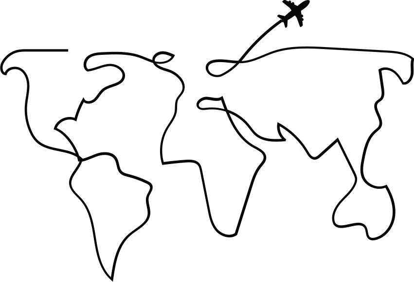 세계 지도 비닐 카펫 세계 지도 비행기 - TenStickers