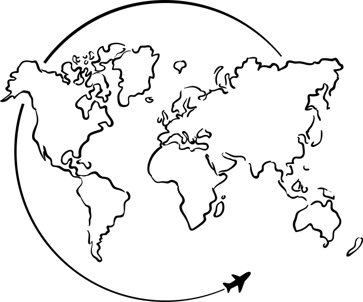 세계 지도 비닐 카펫 비행기 원형 지도 - TenStickers