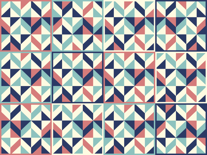 다색 능형 기하학적 비닐 깔개 - TenStickers