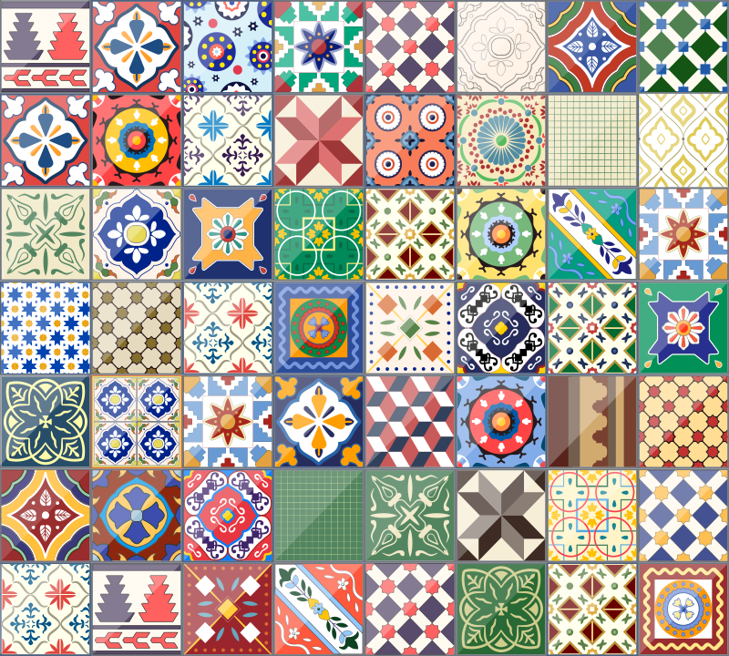 비닐 카펫 타일 효과 화려한 모자이크 타일 효과 - TenStickers