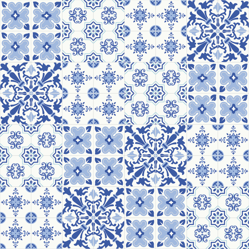 멋진 포르투갈어 타일 비닐 거실 양탄자 - TenStickers