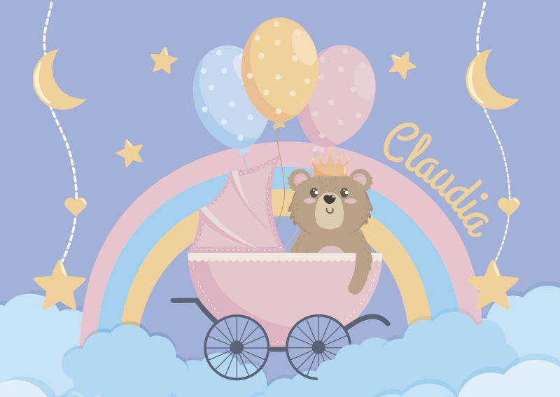 침실용 비닐 카펫 맞춤형 유아용 유모차 문양 - TenStickers