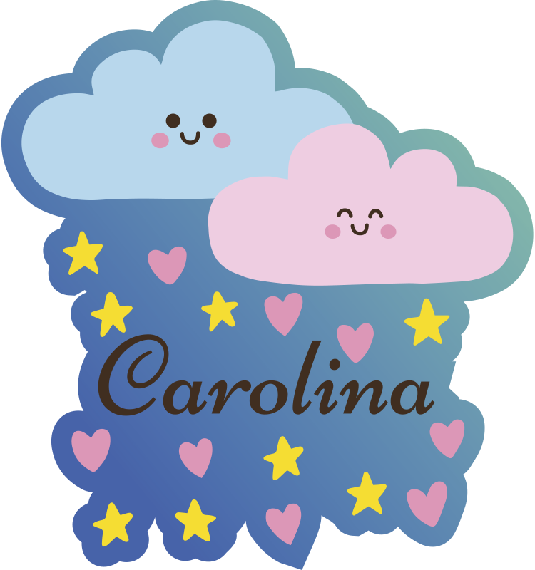 개인화 가능한 구름과 별 비닐 깔개 - TenStickers