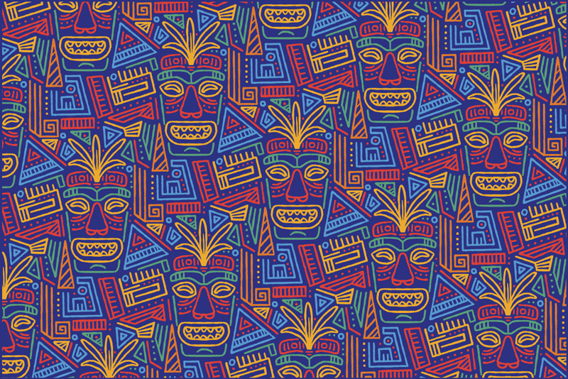 다채로운 부족 마스크 비닐 깔개 - TenStickers