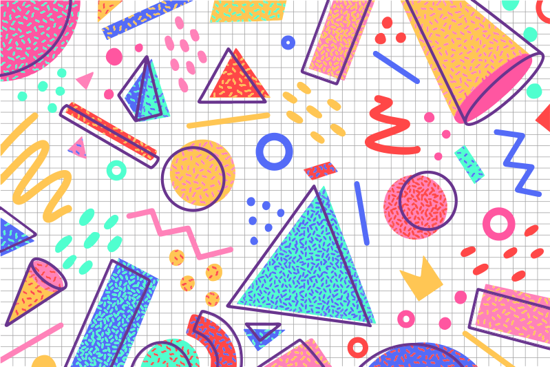 레트로 멤피스 스타일의 기하학적 비닐 깔개 - TenStickers