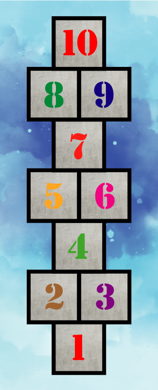 어린 시절 돌 차기 놀이 비닐 깔개 게임 - TenStickers