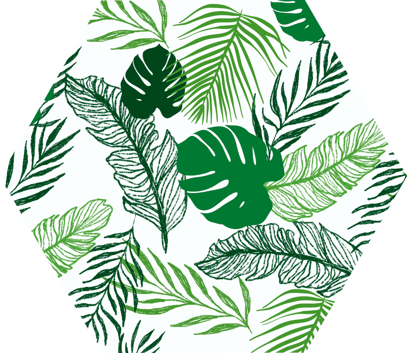 비닐 카펫 꽃과 식물 열대 단풍 육각형 - TenStickers