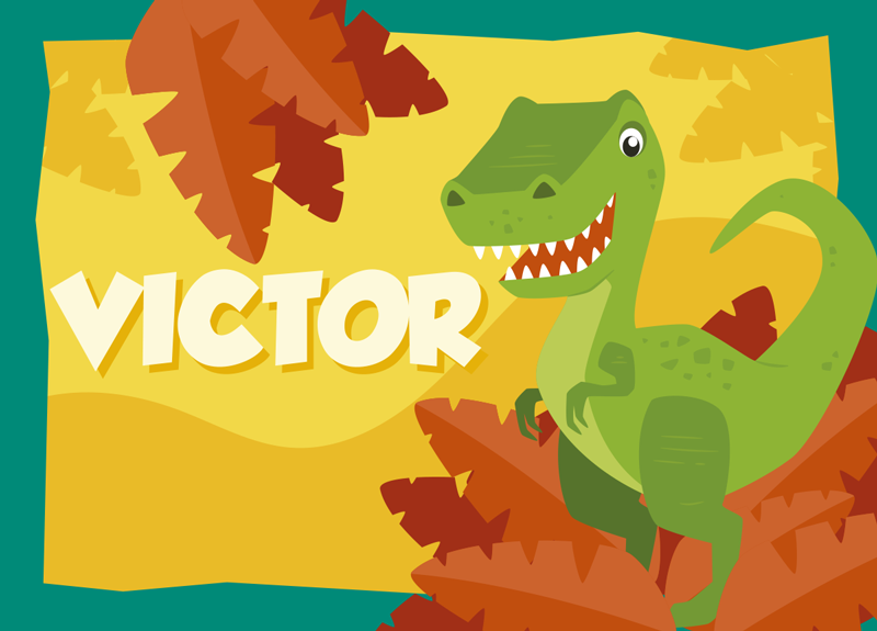 이름이있는 비닐 카펫 공룡 개인화 - TenStickers