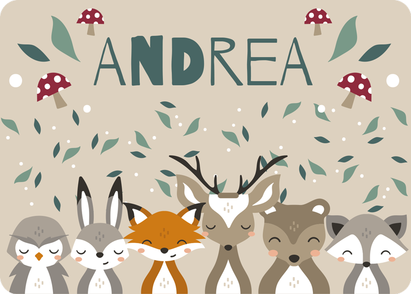 이름이있는 비닐 카펫 숲속 친구들 - TenStickers