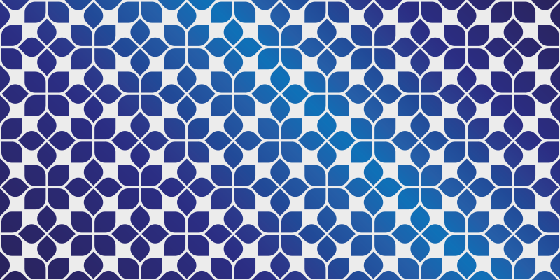 파란 꽃 모자이크 비닐 깔개 - TenStickers