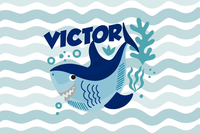 이름이있는 비닐 카펫 맞춤형 상어 일러스트 - TenStickers