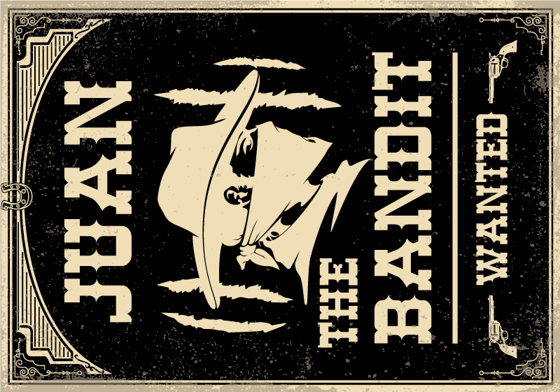 이름이있는 비닐 카펫 서부 산적 테마 - TenStickers