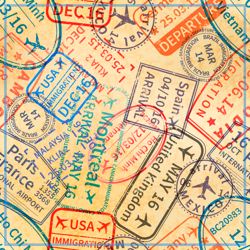 놀라운 빈티지 여행 스탬프 러그 - TenStickers