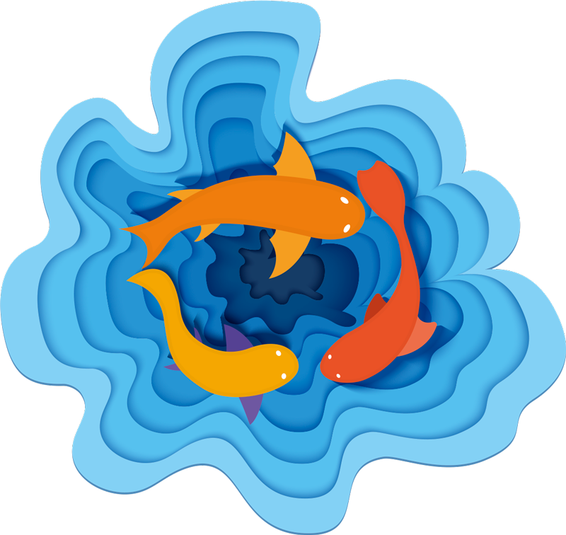 비닐 카펫 동물 수생 잉어 패턴 - TenStickers