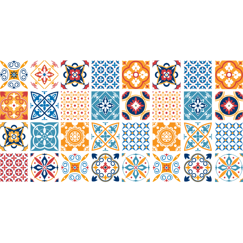 비닐 카펫 타일 효과 화려한 패턴의 타일 - TenStickers