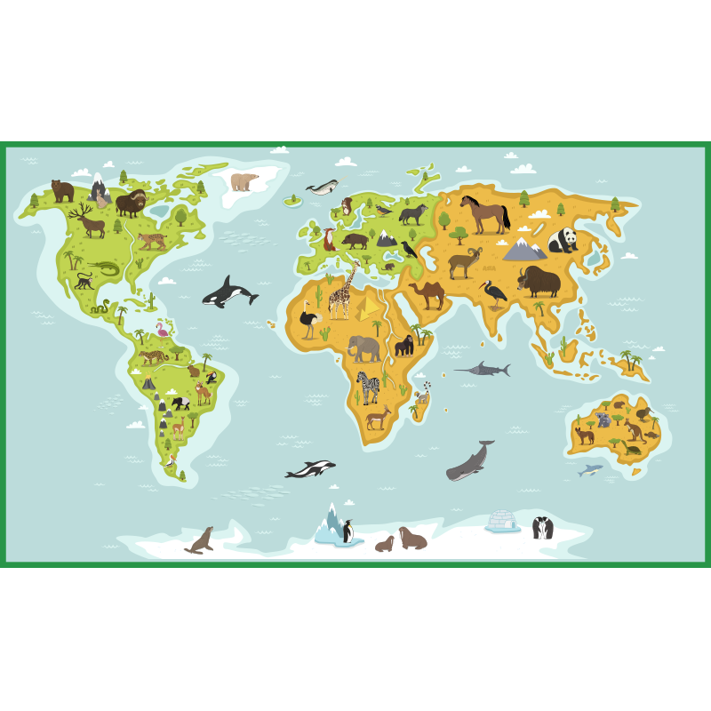 세계 지도 비닐 카펫 지도 탐험 - TenStickers