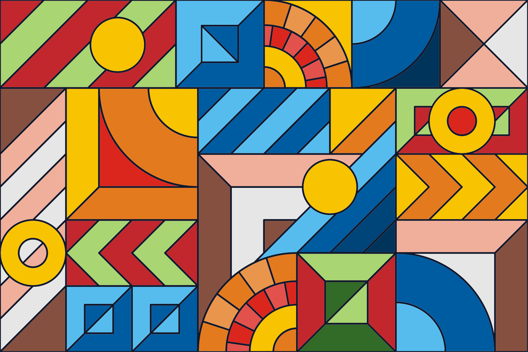 기하학적 효과 비닐 카펫 추상적 기하학 - TenStickers