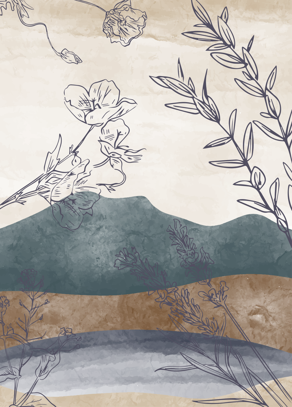 비닐 카펫 꽃과 식물 식물 실루엣 - TenStickers