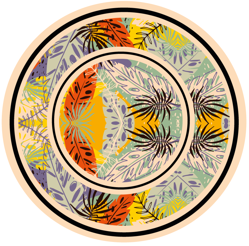 비닐 카펫 꽃과 식물 식물 원형 모티브 - TenStickers