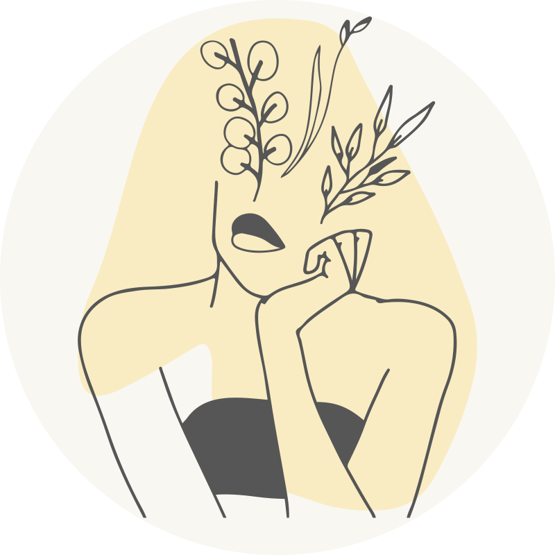 비닐 카펫 꽃과 식물 우아한 라인 아트 - TenStickers