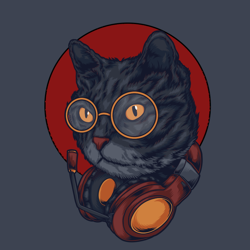 고양이 음악 그림 동물 깔개 - TenStickers