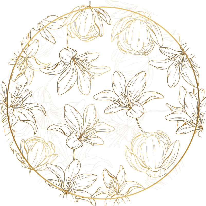 비닐 카펫 꽃과 식물 꽃무늬 원형 패턴 - TenStickers